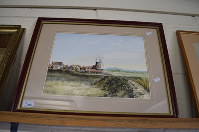 Lot 202 - David Jenkins, Windmill at Cley, watercolour,...
