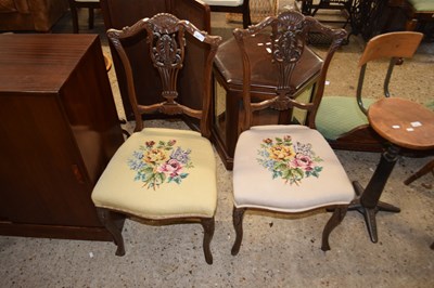 Lot 315 - Pair of Edwardian chairs with tapestry...