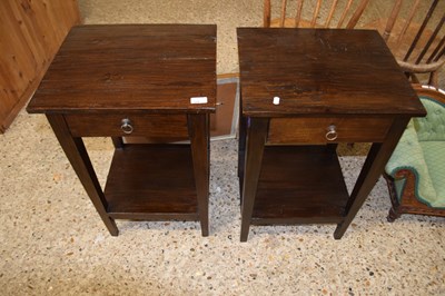 Lot 318 - Pair of 20th Century dark wood single drawer...
