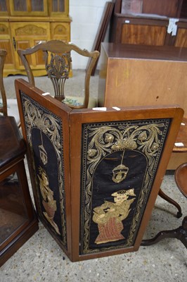 Lot 321 - Small Chinese screen inset with needlework panels
