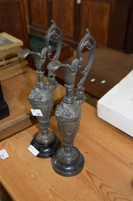 Lot 330 - Pair of bronzed metal classical form ewers
