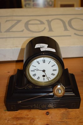 Lot 332 - Small Victorian black slate cased mantel clock...