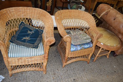 Lot 345 - Two wicker conservatory chairs and...