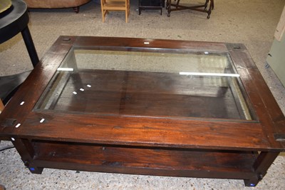 Lot 351 - Modern large hardwood rectangular coffee table...