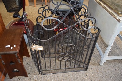 Lot 360 - Pair of heavy iron and mesh work byfold spark...