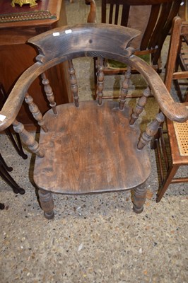 Lot 366 - Late 19th Century elm seated bow back chair