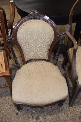Lot 368 - Victorian nursing chair with carved mahogany...