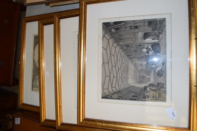 Lot 378 - Set of four gilt framed prints, country house...