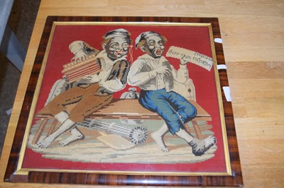 Lot 382 - Antique tapestry picture, two musical figures