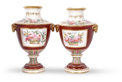 Lot 160 - Pair of 19th Century English porcelain vases...
