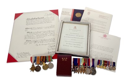 Lot 245 - Group of medals including an MVO awarded to Mr...