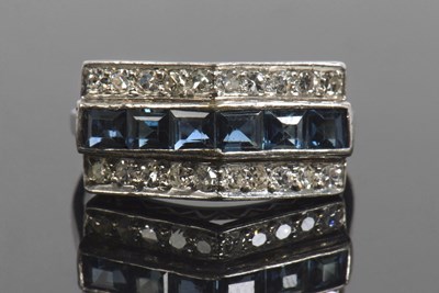 Lot 470 - Art Deco precious metal sapphire and diamond...