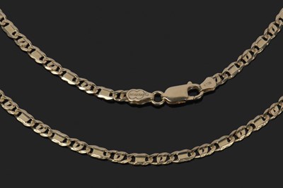Lot 379 - 750 stamped fancy link neck chain, 25cm...