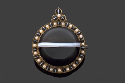 Lot 503 - Victorian banded agate brooch, the large round...