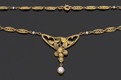 Lot 504 - French Art Nouveau pendant necklace, the open...
