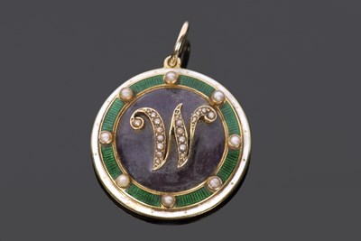 Lot 507 - Antique 18ct gold circular enamel and seed...