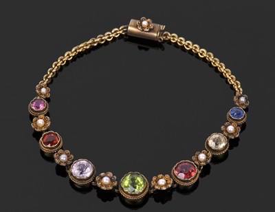 Lot 526 - Antique multi gemstone set bracelet, the...