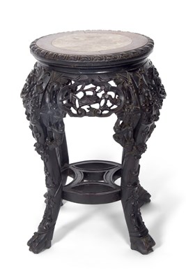 Lot 547 - Chinese hardwood and marble inset jardiniere...