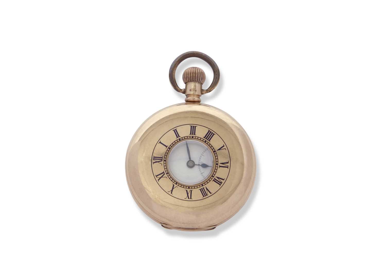 Lot 432 - A 9ct gold Half Hunter pocket watch g/w 92gms...