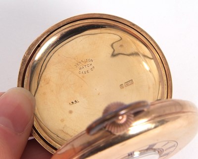 Lot 432 - A 9ct gold Half Hunter pocket watch g/w 92gms...