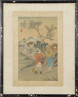 Lot 234 - Pair of framed Chinese water colours, one of...