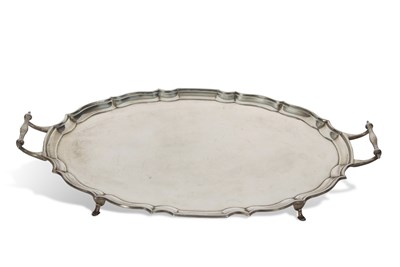 Lot 403A - George V two handled tea tray of shaped oval...