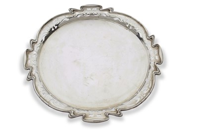 Lot 406 - Edward VII shaped circular tray in Art Nouveau...