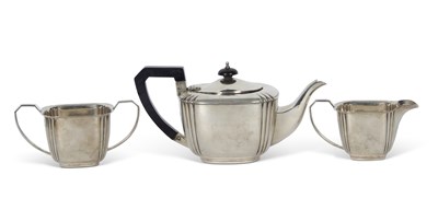 Lot 418 - George VI three piece tea set in Art Deco...