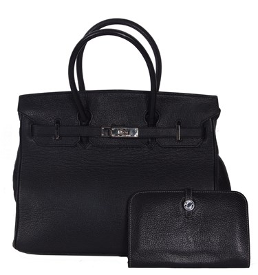 Lot 533 - Hermes circa 2006 black leather handbag with...