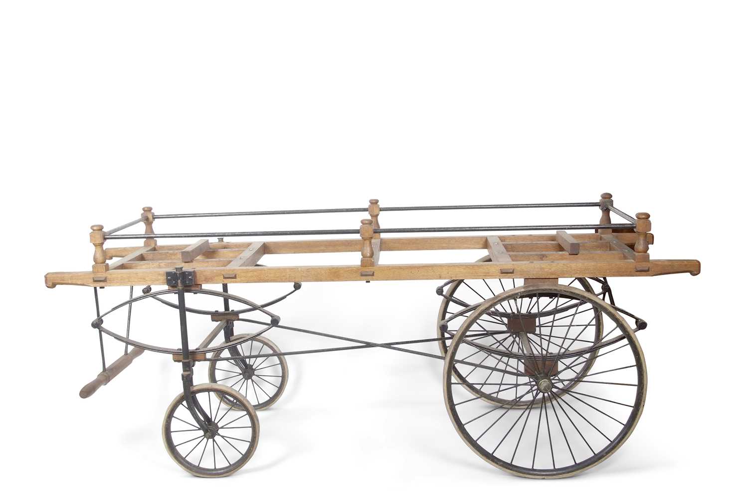 Lot 504 - Large oak and iron funeral coffin wagon