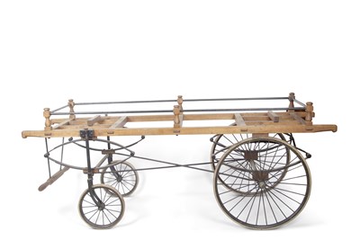 Lot 504 - Large oak and iron funeral coffin wagon...