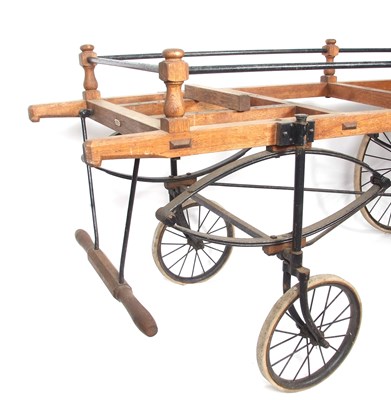 Lot 504 - Large oak and iron funeral coffin wagon...