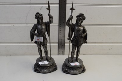 Lot 117 - PAIR OF SPELTER FIGURES OF KNIGHTS