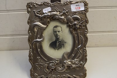 Lot 119 - CHINESE WHITE METAL MOUNTED PHOTOGRAPH FRAME...