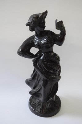 Lot 370 - Bronze of a young lady with fan, the base...