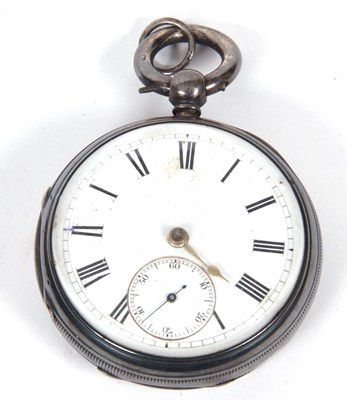 Lot 288 - Silver gents pocket watch with a white enamel...