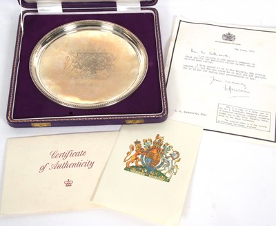 Lot 130 - Silver commemorative salver, 1947 - 1972, to...