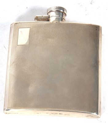 Lot 156 - Art Deco silver hip flask of slight curved...