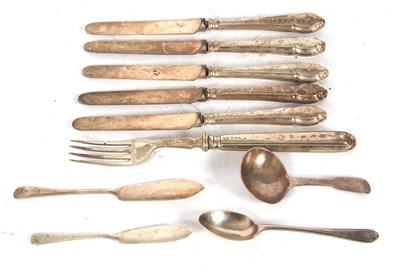 Lot 158 - Mixed Lot: George IV silver fiddle pattern...