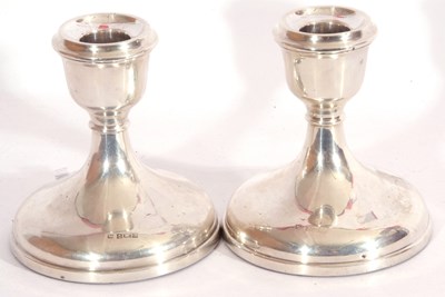 Lot 74 - Pair of hallmarked silver small candle sticks...