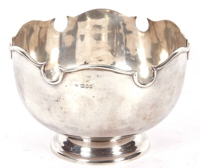 Lot 173 - George V silver punch bowl (monteith) of plain...