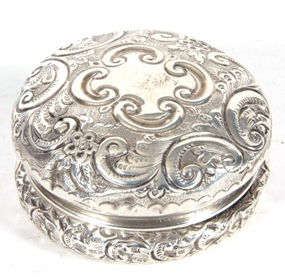 Lot 179 - Late Victorian silver box of circular form,...