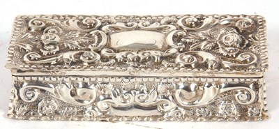 Lot 184 - Victorian silver trinket box of rectangular...