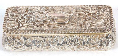 Lot 185 - Edwardian silver trinket box of sarcophacus...