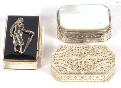 Lot 190 - Three white metal boxes of filigree example, a...