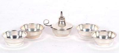 Lot 210 - 'Asprey' oil lamp table lighter with four...