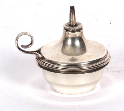 Lot 210 - 'Asprey' oil lamp table lighter with four...