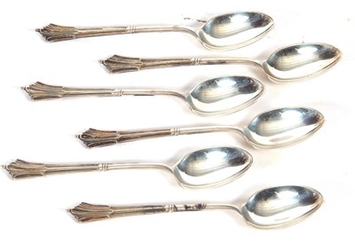 Lot 230 - Set of six Albany pattern teaspoons, Sheffield...