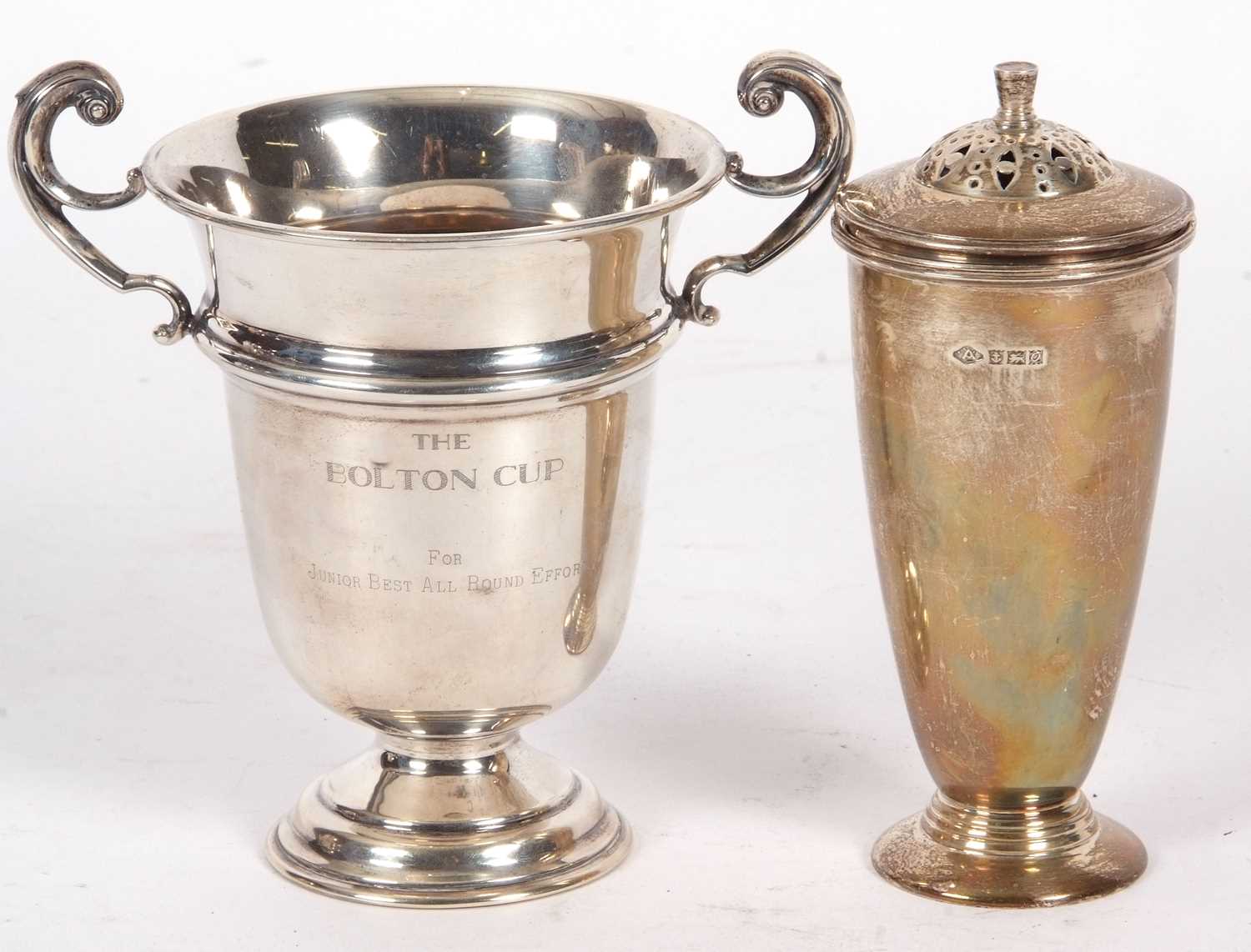 Lot 240 - George V silver twin handled trophy engraved...