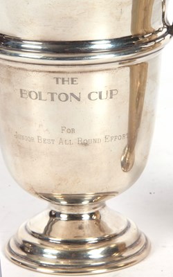 Lot 240 - George V silver twin handled trophy engraved...